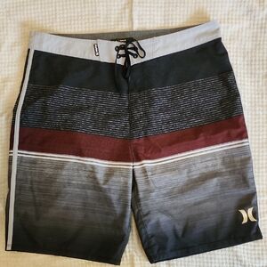 Hurley Phantom Men's Black and Burgundy Board Shorts